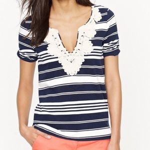 J. Crew rope necklace tee top shirt striped